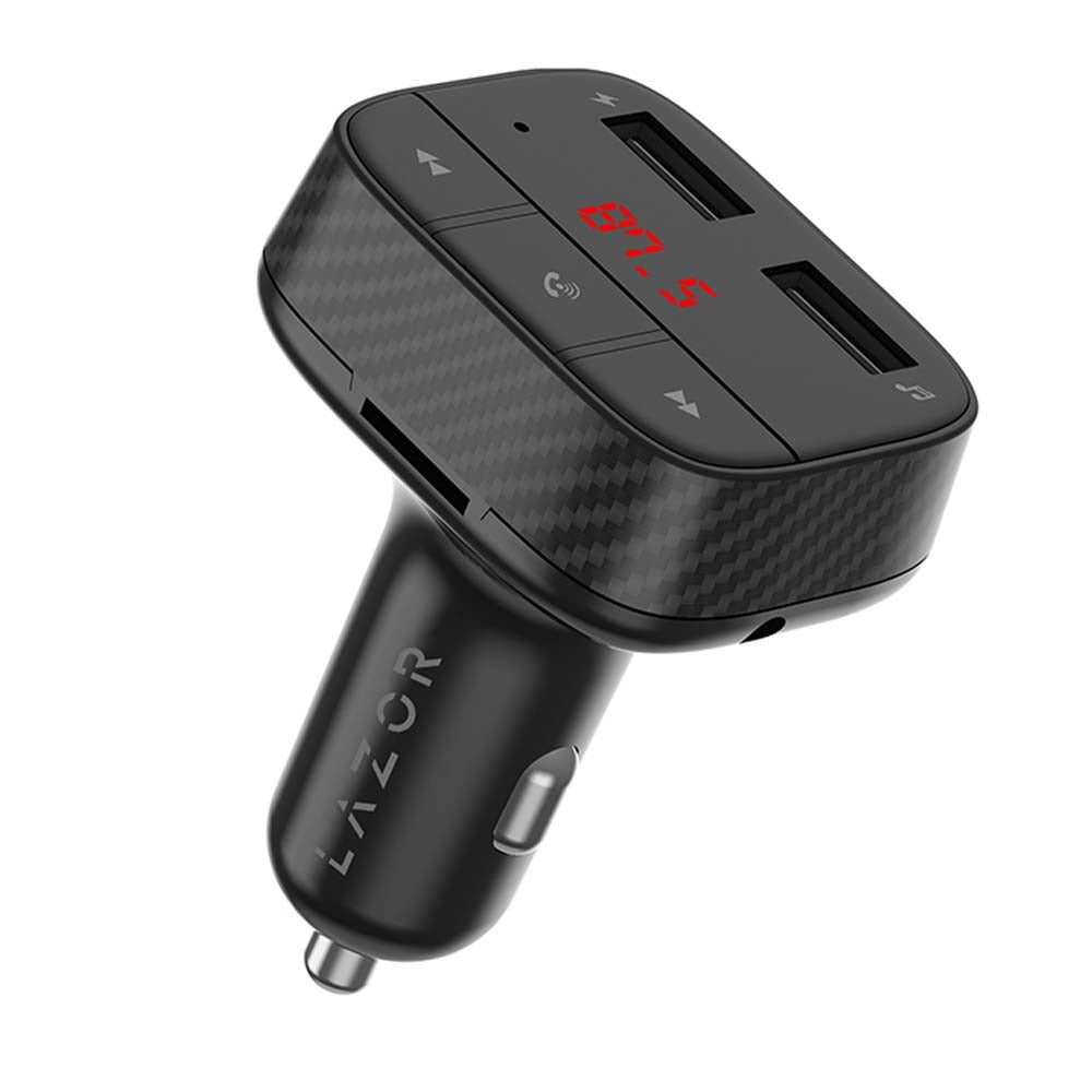 Lazor Voyager CC31 Dual USB Car Charger Wireless FM Transmitter Fast Charging 20W Black — Image 2