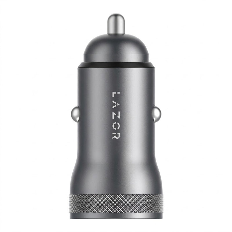 Lazor Voyager S CC20 PD Fast Car Charger 20W Dual Output USB-C & USB-A Aluminum Alloy Silver — Image 2