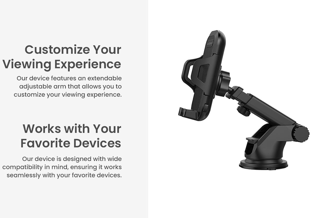 Lazor Drift CH05 360° Adjustable Car Phone Mount with Extendable Arm and Suction Cup - Black — Image 6