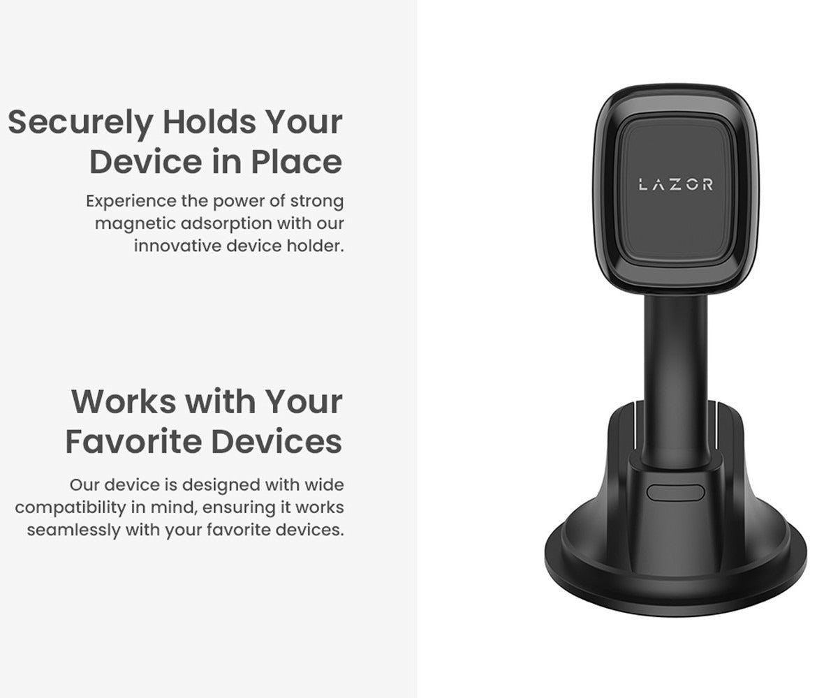 Lazor Cruise CH25 Magnetic Dashboard Phone Holder 360° Adjustable Strong Suction Cup Black — Image 5