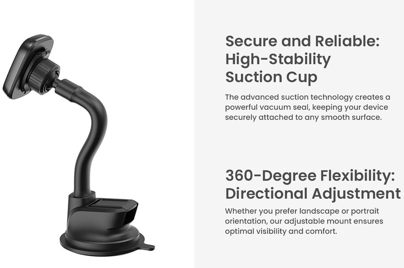 Lazor Cruise CH25 Magnetic Dashboard Phone Holder 360° Adjustable Strong Suction Cup Black — Image 6
