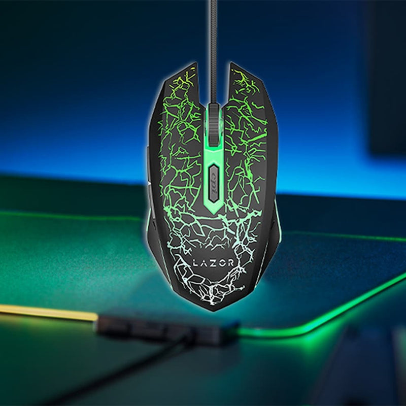 Lazor Professional Gaming Mouse with Adjustable DPI 7-Color Backlight USB Wired Black — Image 7
