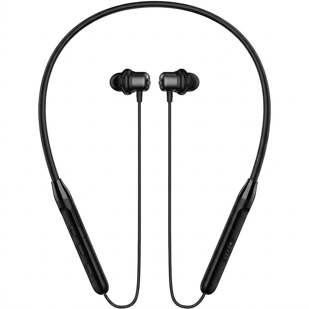 Lazor EA106 Wireless Neckband In-Ear Earphones with Ear Fins Bluetooth 5.0 Black — Image 1
