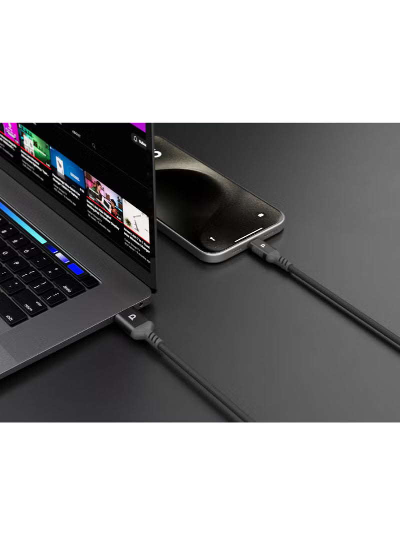 Powerology USB-A to USB-C Metal Plug Nylon Braided Cable 2 Meter