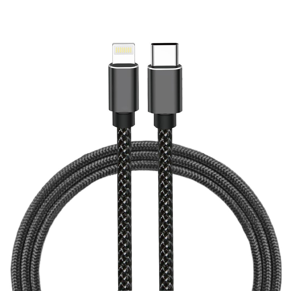 Powerology MFI Lightning to USB-C Aluminium Shell Nylon Braided Cable 2 Meter