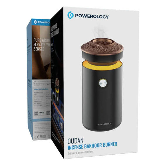 Powerology Oudan Smart Incense Bakhoor Burner with Ambient Light & Rechargeable Battery – Black