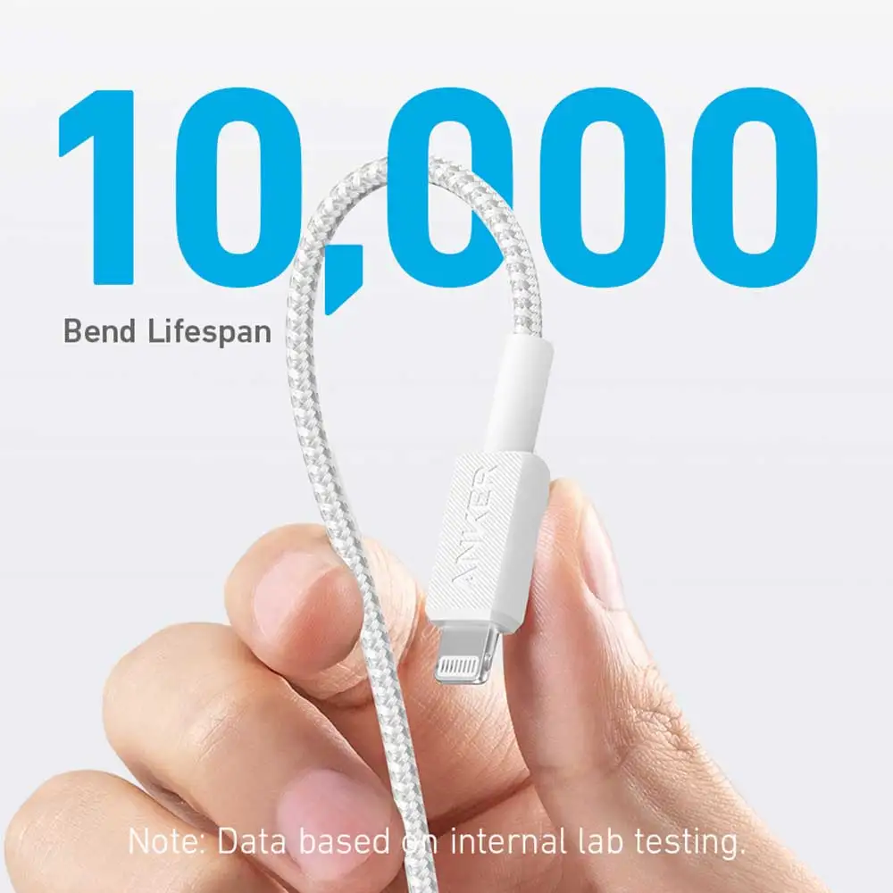 Cable Anker 322 USB-C to LTG Braided 3ft A81B5H11-A81B5H21 (WHITE)