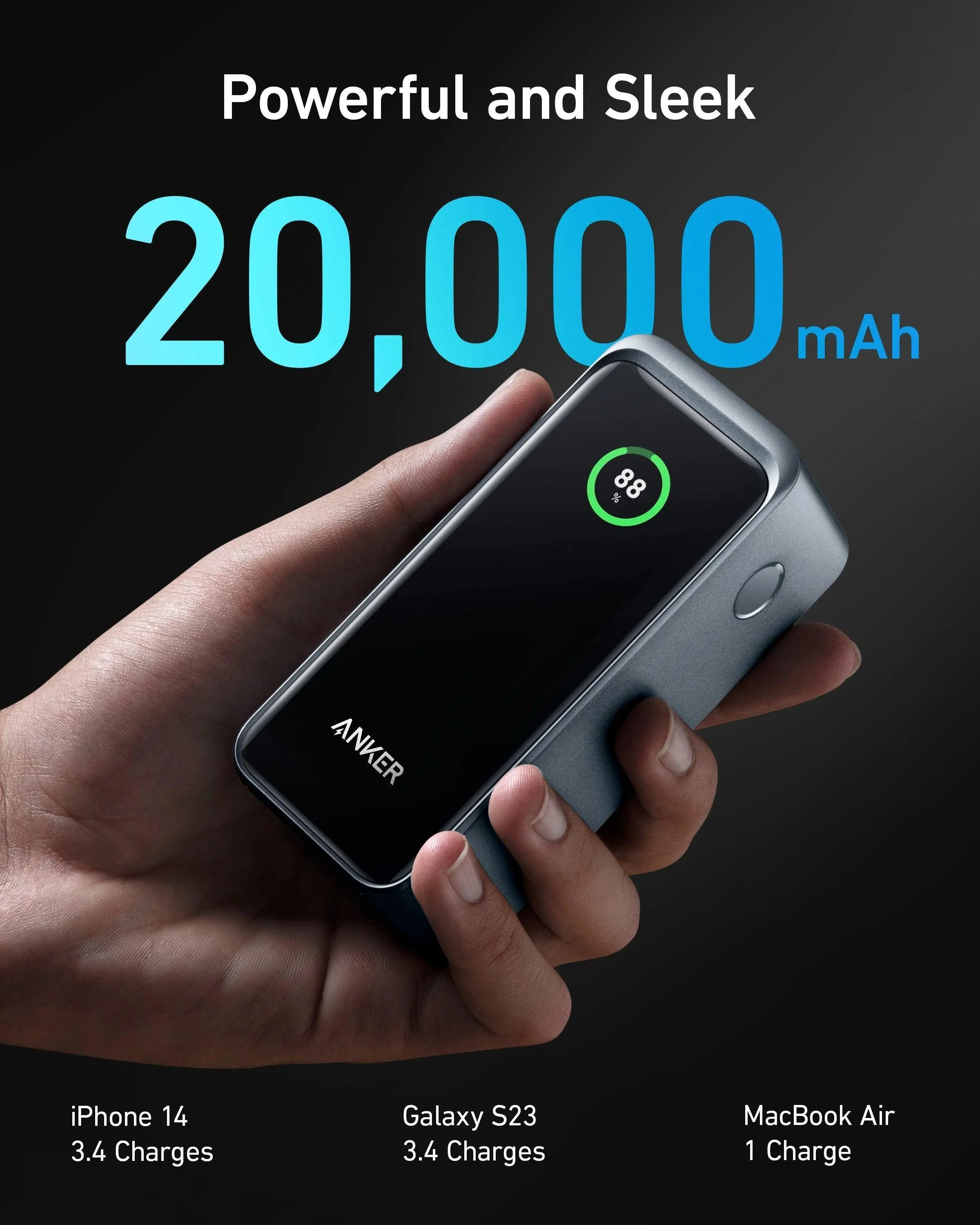 Anker Prime Power Bank, 20,000mAh Portable Charger with 200W Output, Smart Digital Display