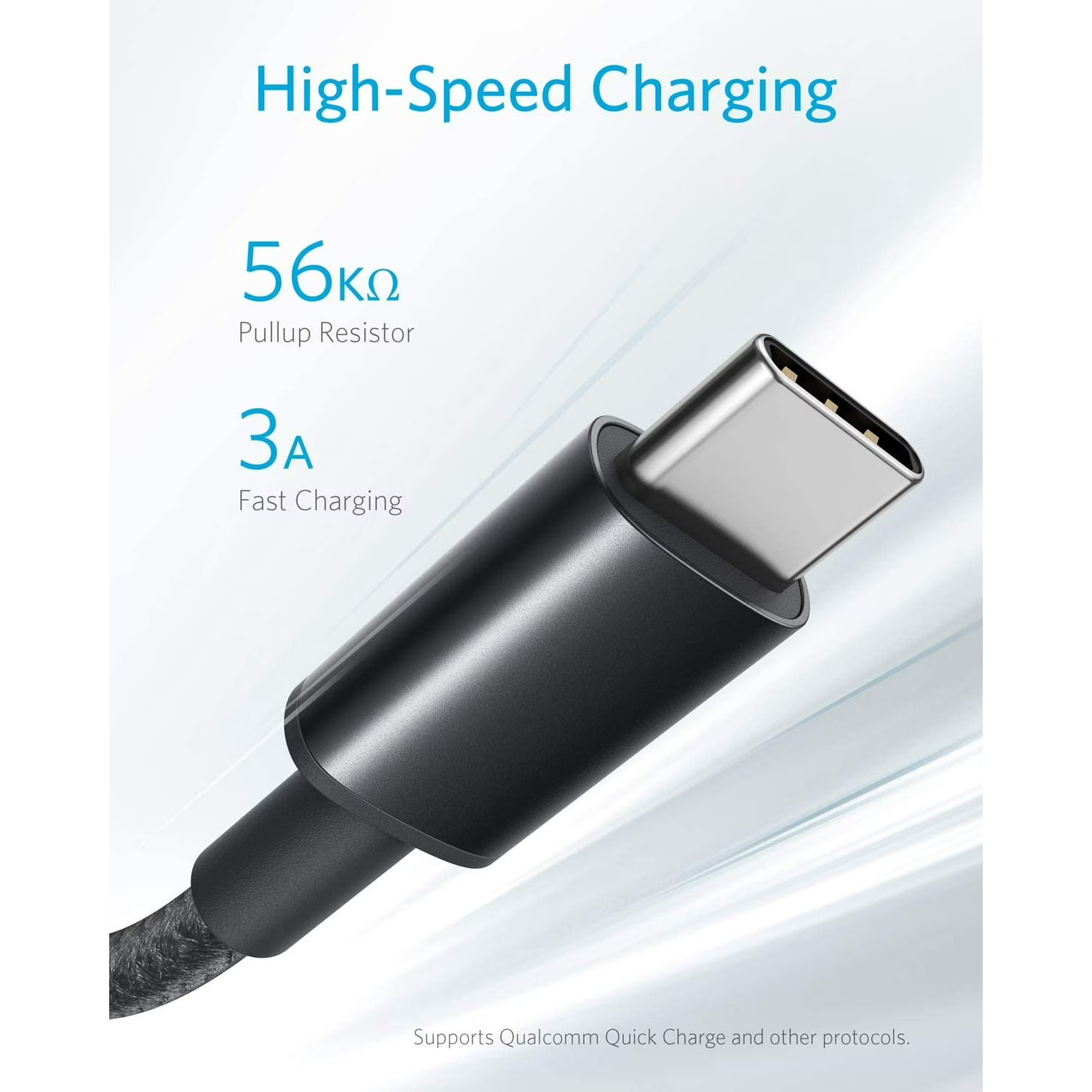ANKER Nylon USB-C to USB-C 2.0 Cable 3ft-Black-A8752H11