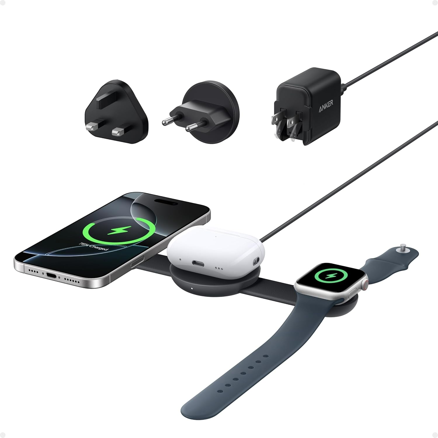Anker MagGo Wireless Charger 3in1 fold-Black-B25M8H11