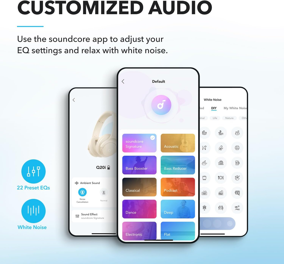 Soundcore by Anker Q20i Hybrid ANC Headphones Wireless Over-Ear Bluetooth 44H  (WHITE)