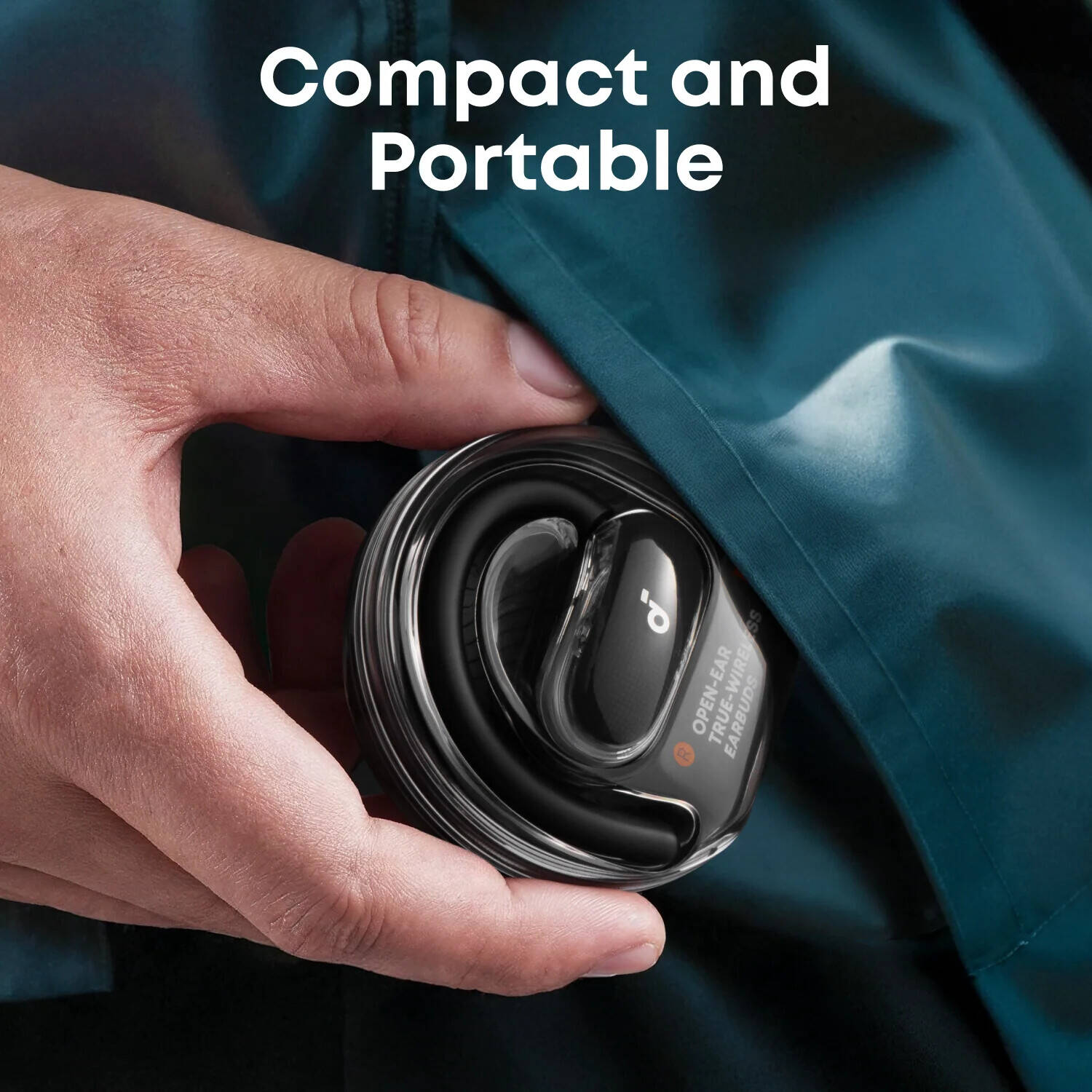 SoundCore V40i by Anker Open-Ear Headphones Crystal Clear Design Lidless Case 4 A3878H11