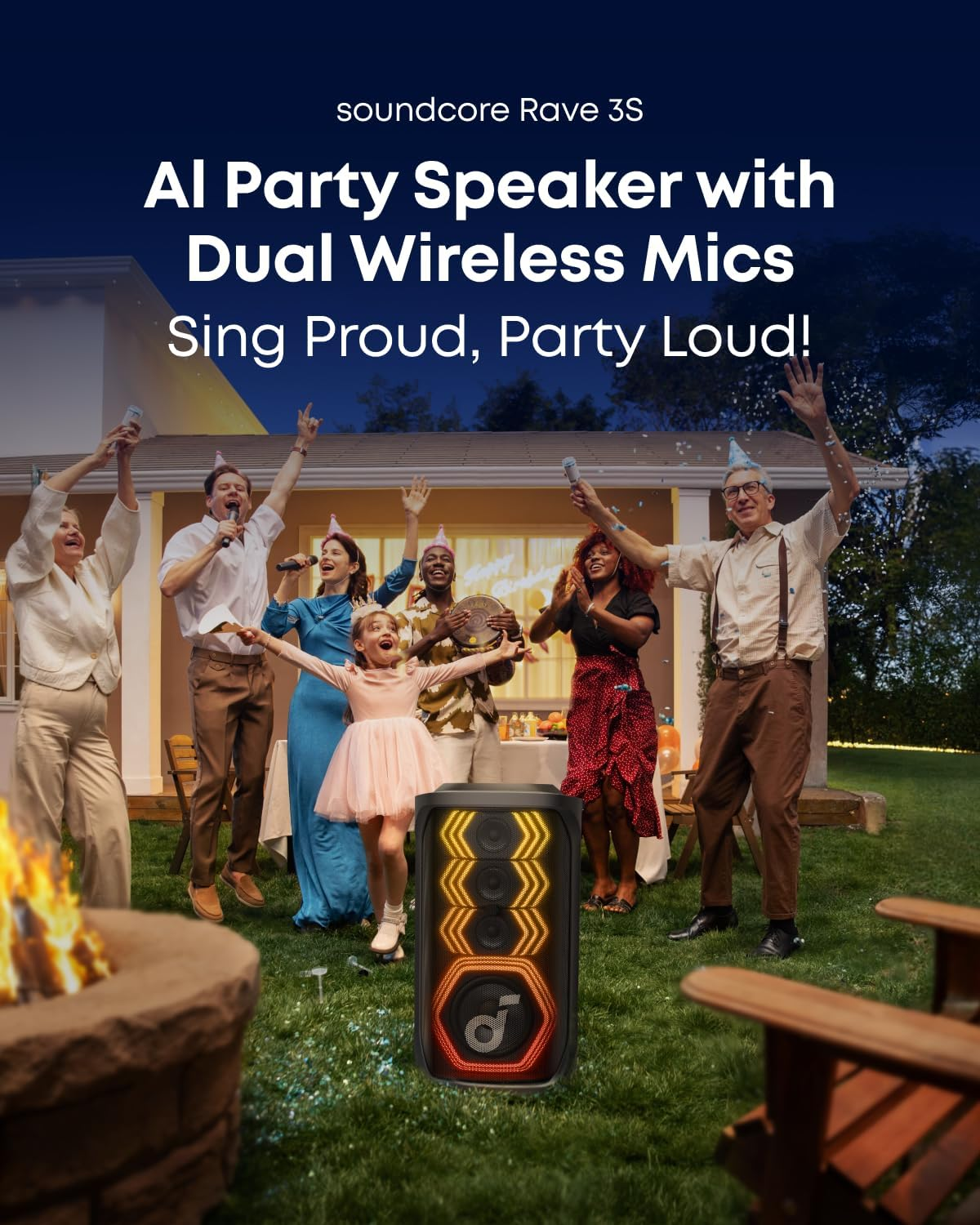 Soundcore Rave 3s Ai Wireless Party Speaker With Wireless Microphones