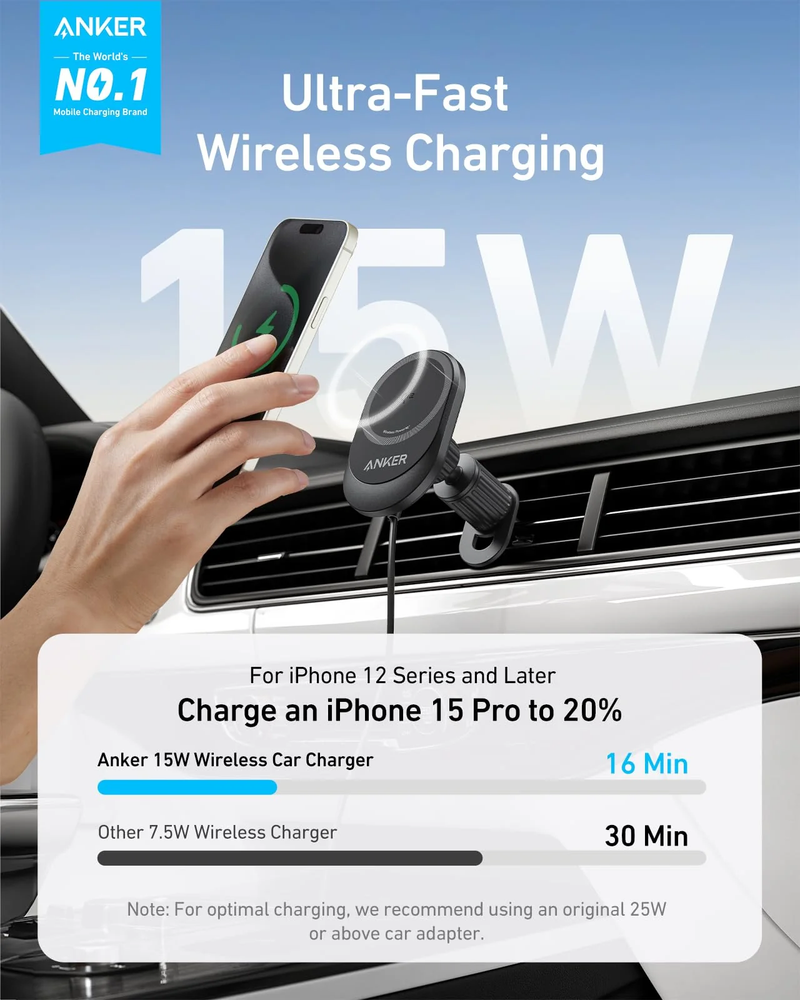 Anker Prime Wireless Car Charger-Black - B2933H11