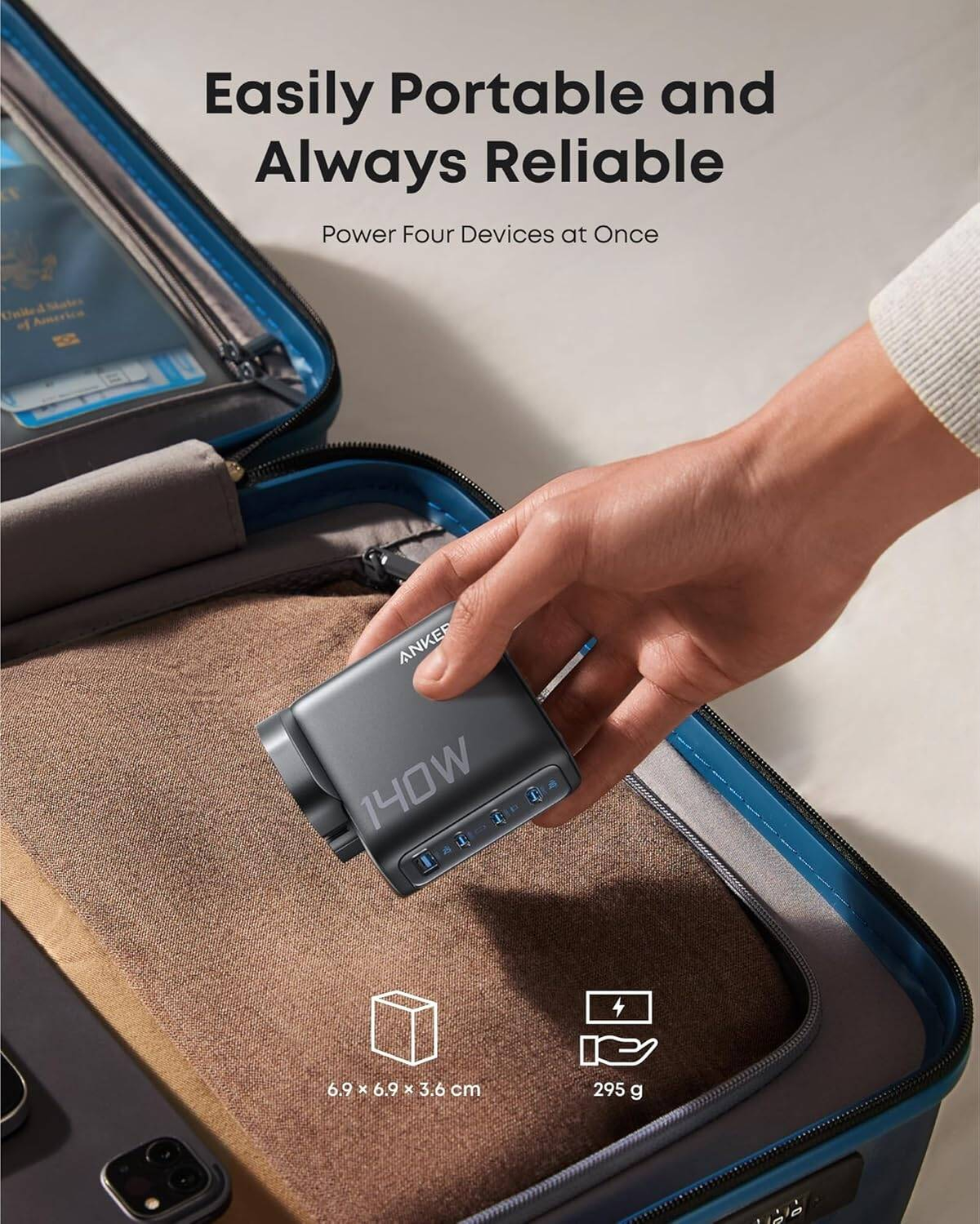 Anker Charger 140W 4 Ports with USB-C USB-C Cable B2697KZ