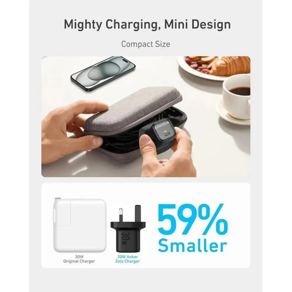 Anker Zolo Charger (20W.PD 3.0)With USB-C Cable B2699K (Black)