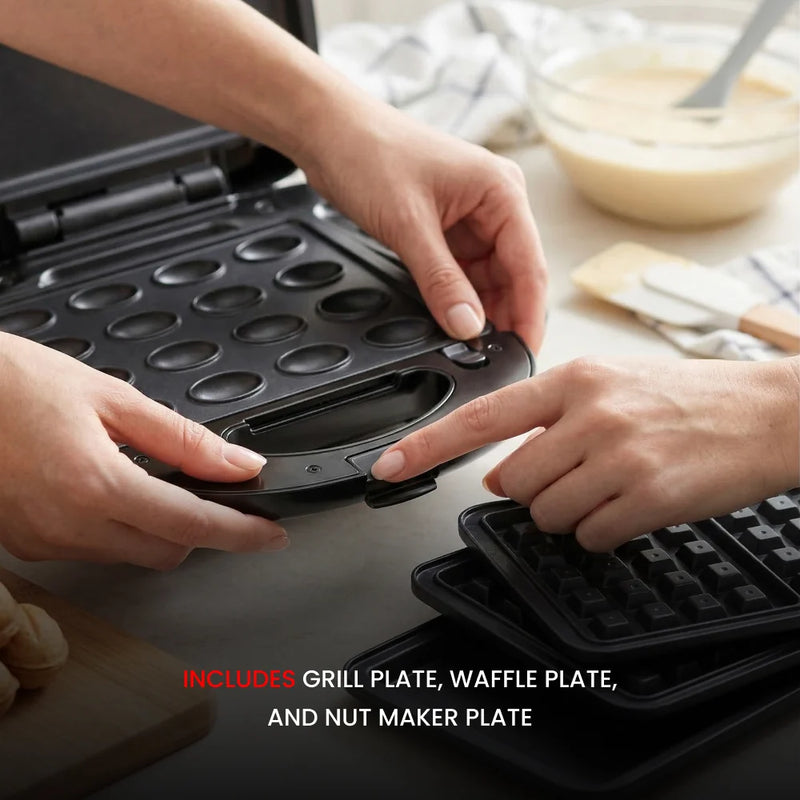 OGERA 3 IN 1 DITACHABLE TOASTER(GRILL WAFFLE & NUT) OG1303GT-4