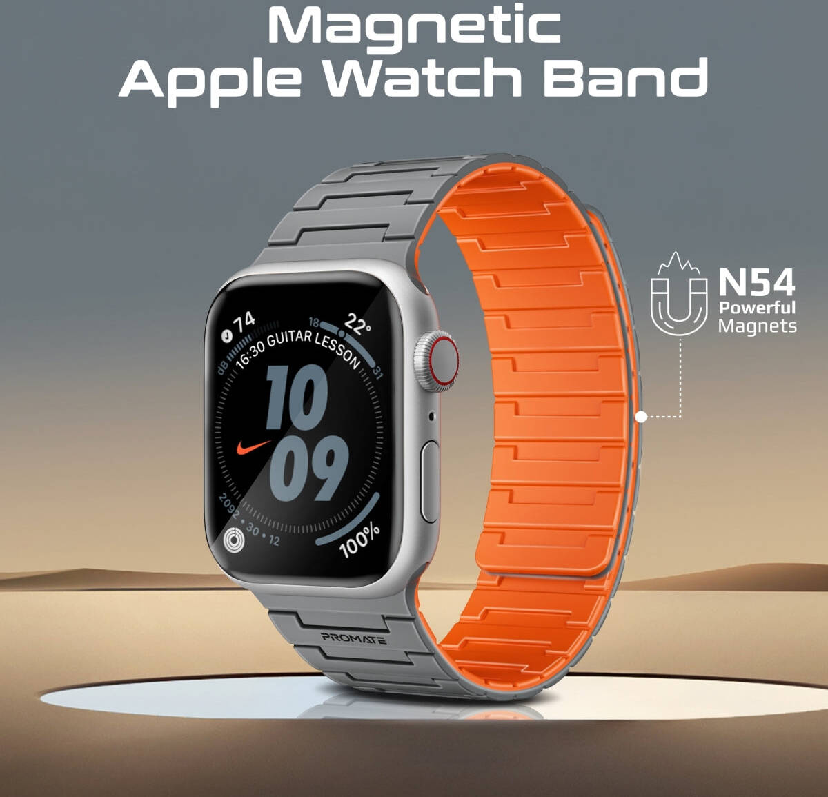 PROMATE MagBand-MS Magnetic Silicone Apple Watch Strap, compatible w/ 42/44mm