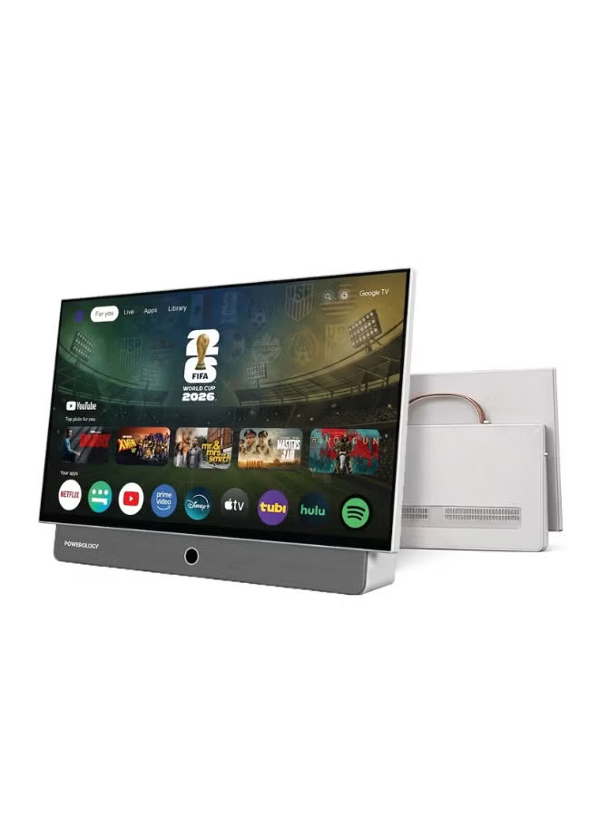 Powerology 27" Android 14 1GB+8GB 38400mAh Google TV for Outdoors with Carry Case - Whit