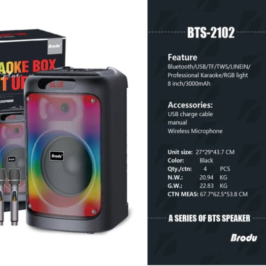 Brodu BTS-2102 * " Inch with Dual Microphone & RGB Light Up