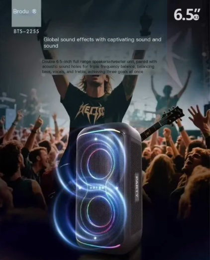 Brodu BTS-2255 6.5x2  Dj Party BT Bluetooth Speakers