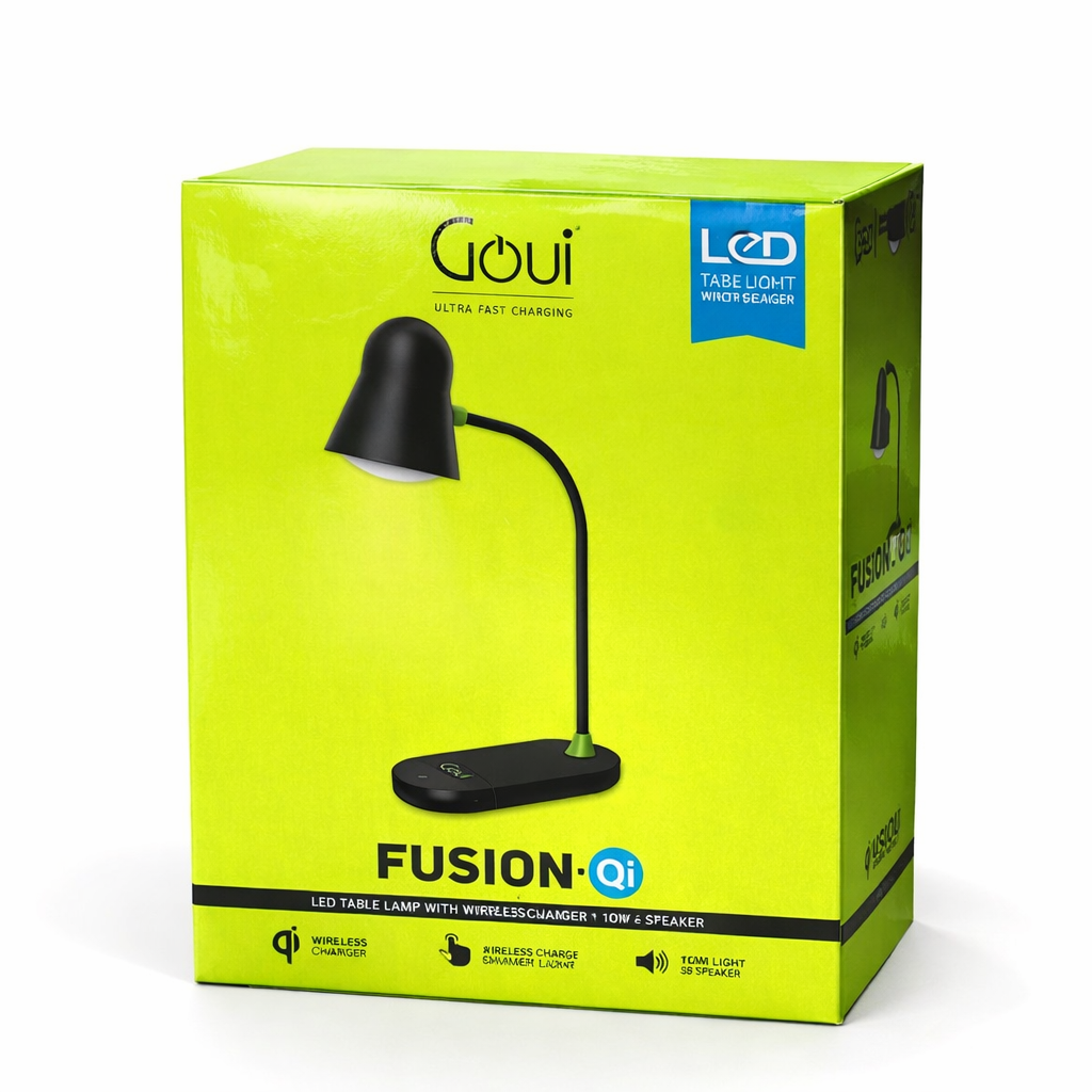 Goui Fusion Qi LED Table Lamp – Wireless Charger 10W with Bluetooth Speaker