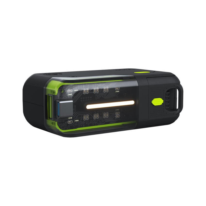 باور بانك GOUI Titan Lite سعة 5000mAh مع شحن سريع وإضاءة LED مدمجة – أسود / أخضر