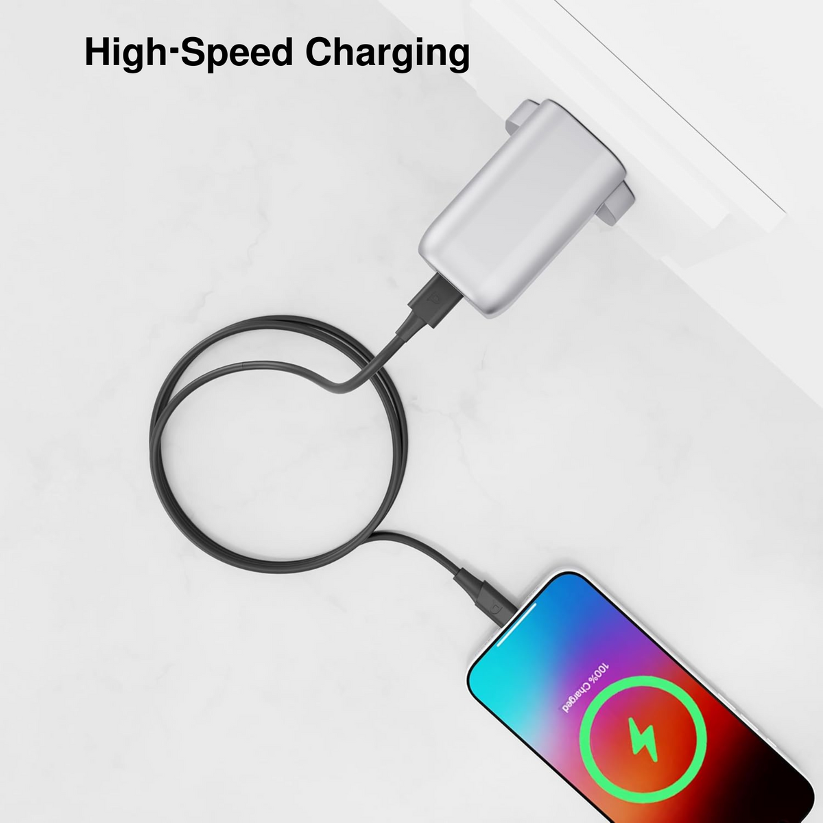 Powerology كابل Lightning إلى USB-A مغلف بطبقة TPE مع غلاف مزدوج التشكيل بطول 2 متر-2