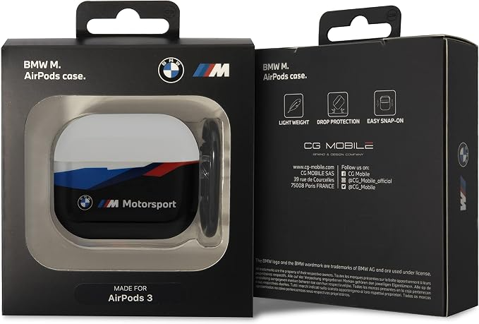 BMW Motorsport TPU Case With Transparent Lid For Airpods 3 - Black