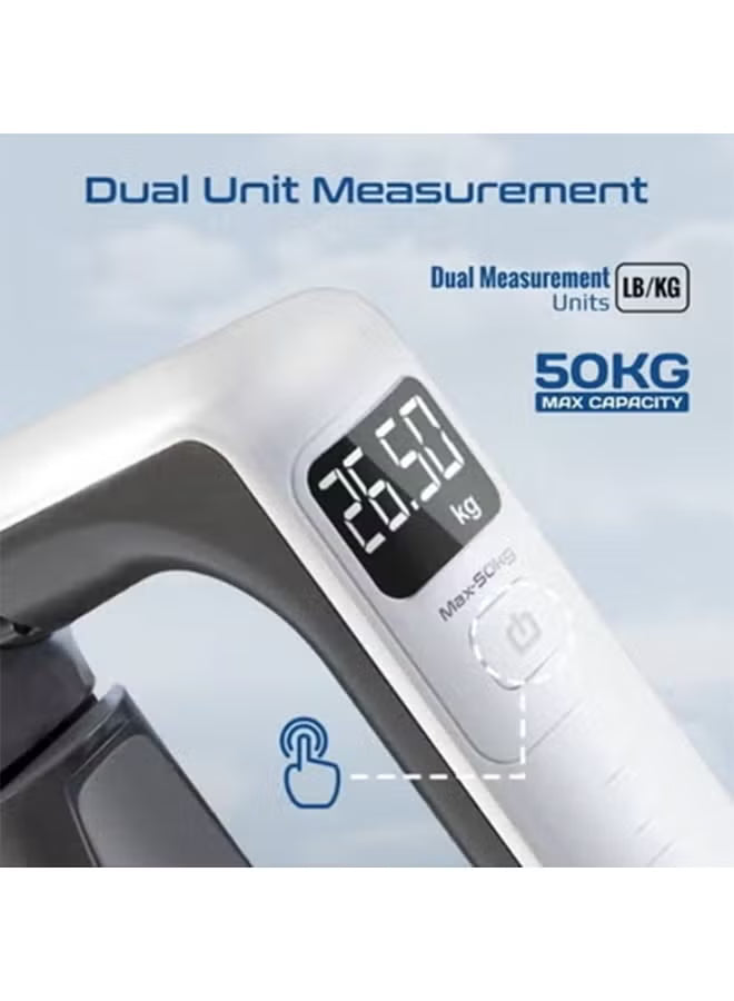 InstaScale-50.White Digital Luggage Weighing Scale w/ LCD Screen
