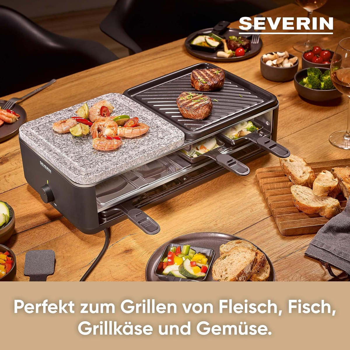 Severin Rg2366 Black Line Lite Raclettegrill 8 Person(en) 1300 W