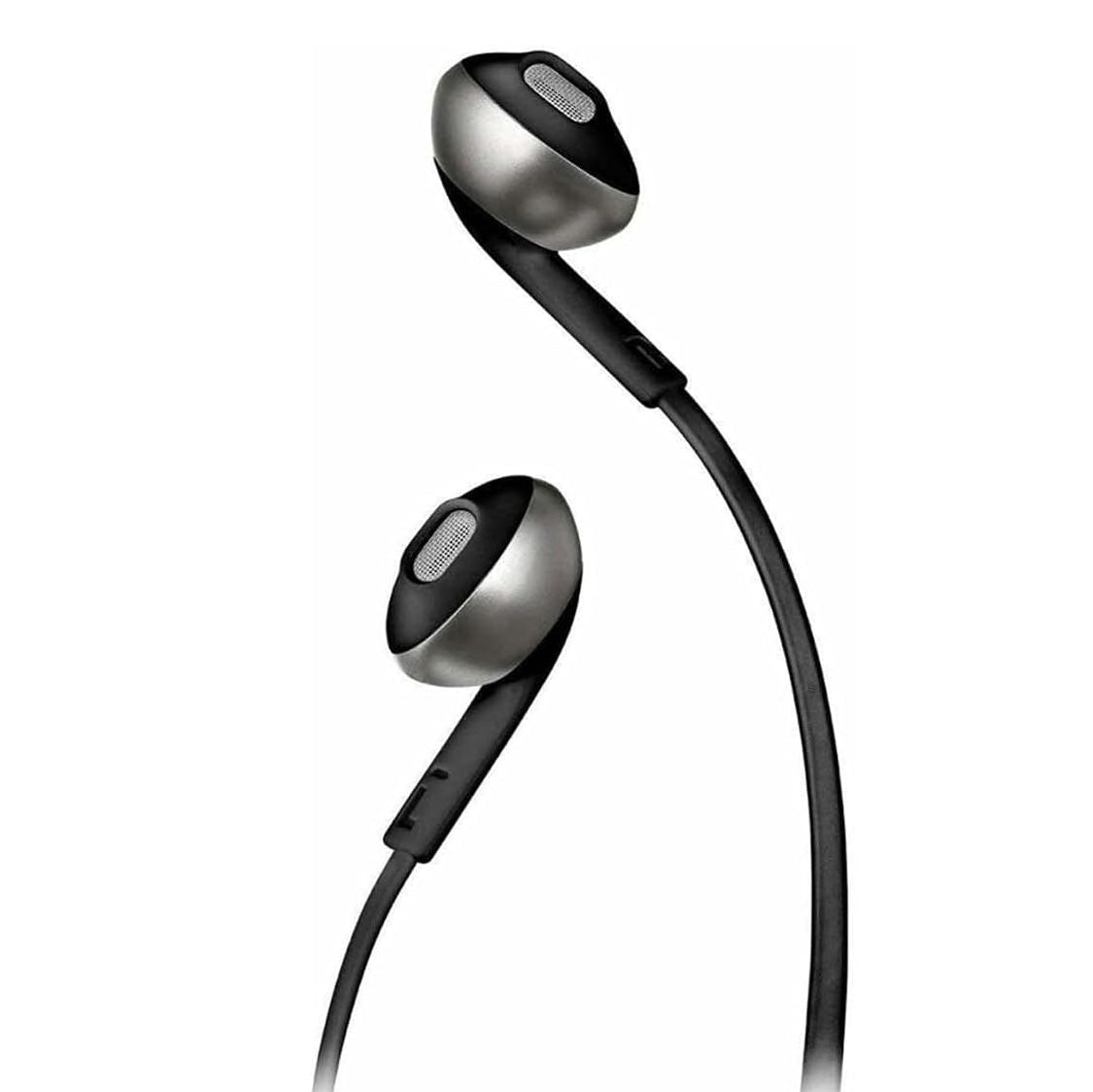 سماعات JBL Tune 205 السلكية بتقنية Pure Bass مع ميكروفون وكابل مسطح – أسود / أبيض