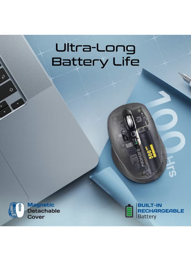 PROMATE SamoTri.White Multi Device Connection 3200DPI Dual Mode Wireless-10