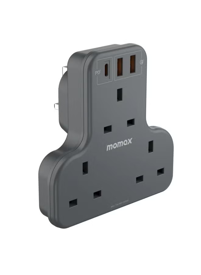 Momax ONEPLUG 3-Outlet T-Shaped Extension Socket with USB