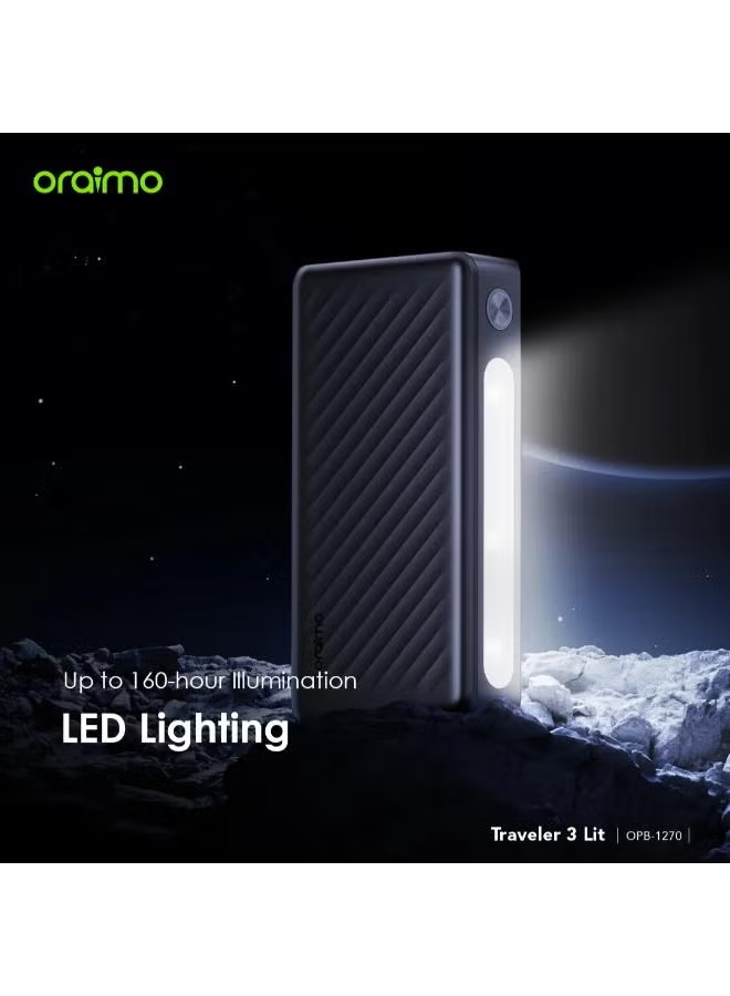 ORAIMO 27000mAh Fast Charging Powerbank- Traveler 3 Lit -Black OPB-1270