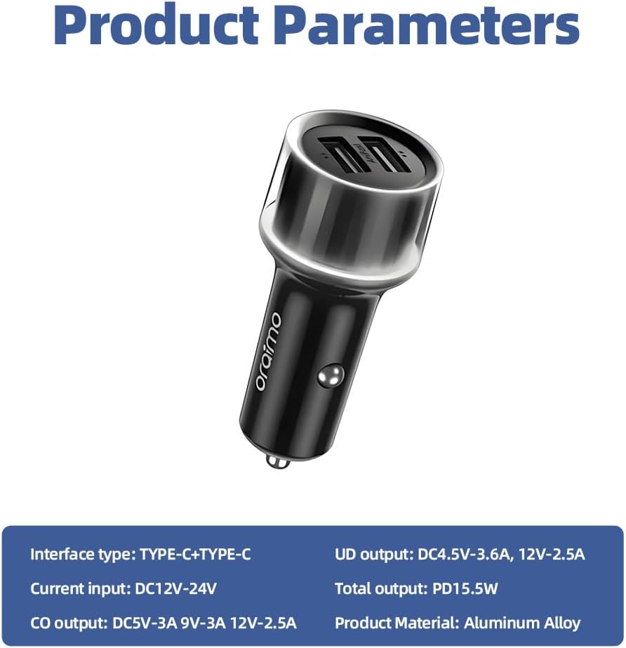 ORAIMO Dual Port Car Charger Highway 15- Black OCC-1152D-BK