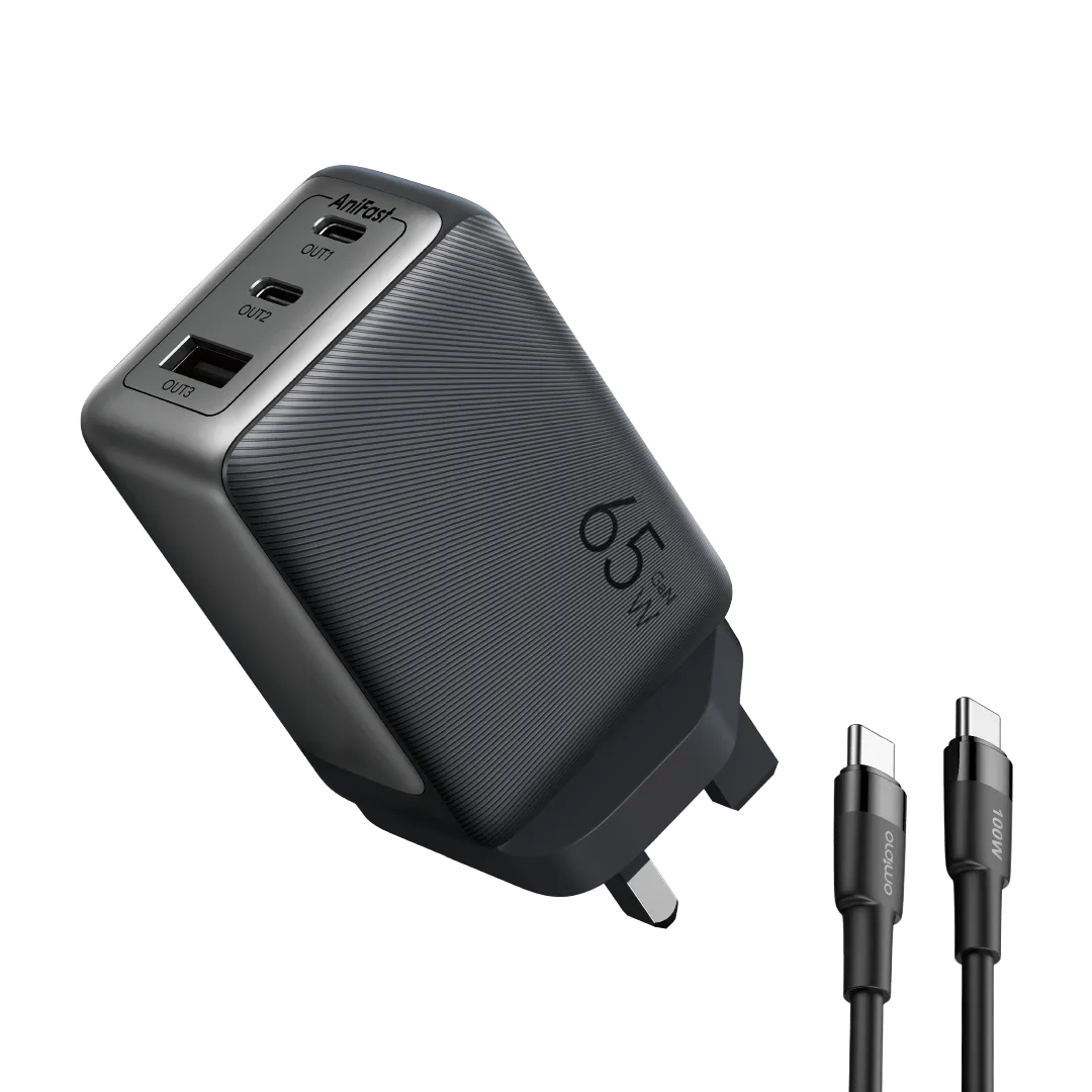 ORAIMO 65w GAN Wall Charger with C2C Cable- HyperGaN 65- Black