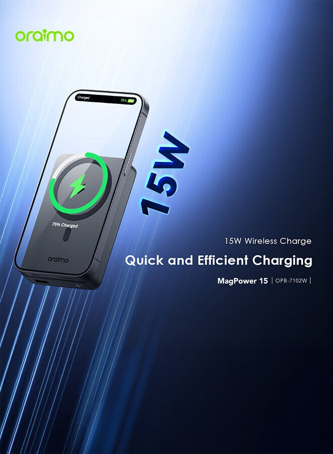 ORAIMO Magsafe 22.5W & 15W Wireless 10KmAh Powerbank - MagPower 15 - Black