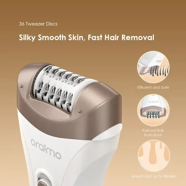 ORAIMO Rechargeable & Portable Hair Removal Epilator - SilkSmooth - White