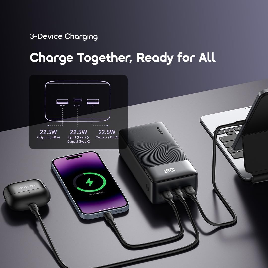 ORAIMO 22.5W 20KmAh Powerbank - PowerNova Q21 - Black OPB-7200Q