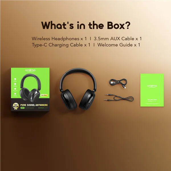 ORAIMO 65Hrs Dual Device Connectivity ANC Headphones - BoomPop N - Speed Black