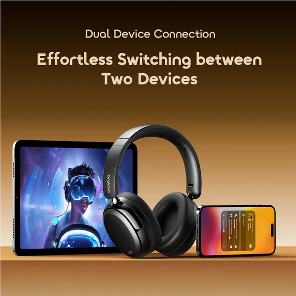ORAIMO 65Hrs Dual Device Connectivity ANC Headphones - BoomPop N - Speed Black