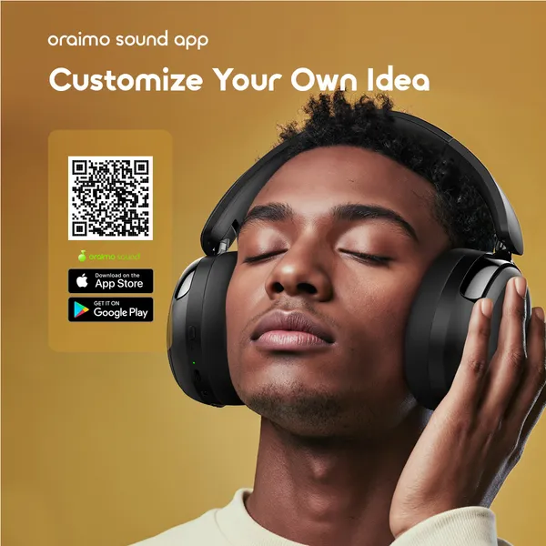 ORAIMO 65Hrs Dual Device Connectivity ANC Headphones - BoomPop N - Speed Black
