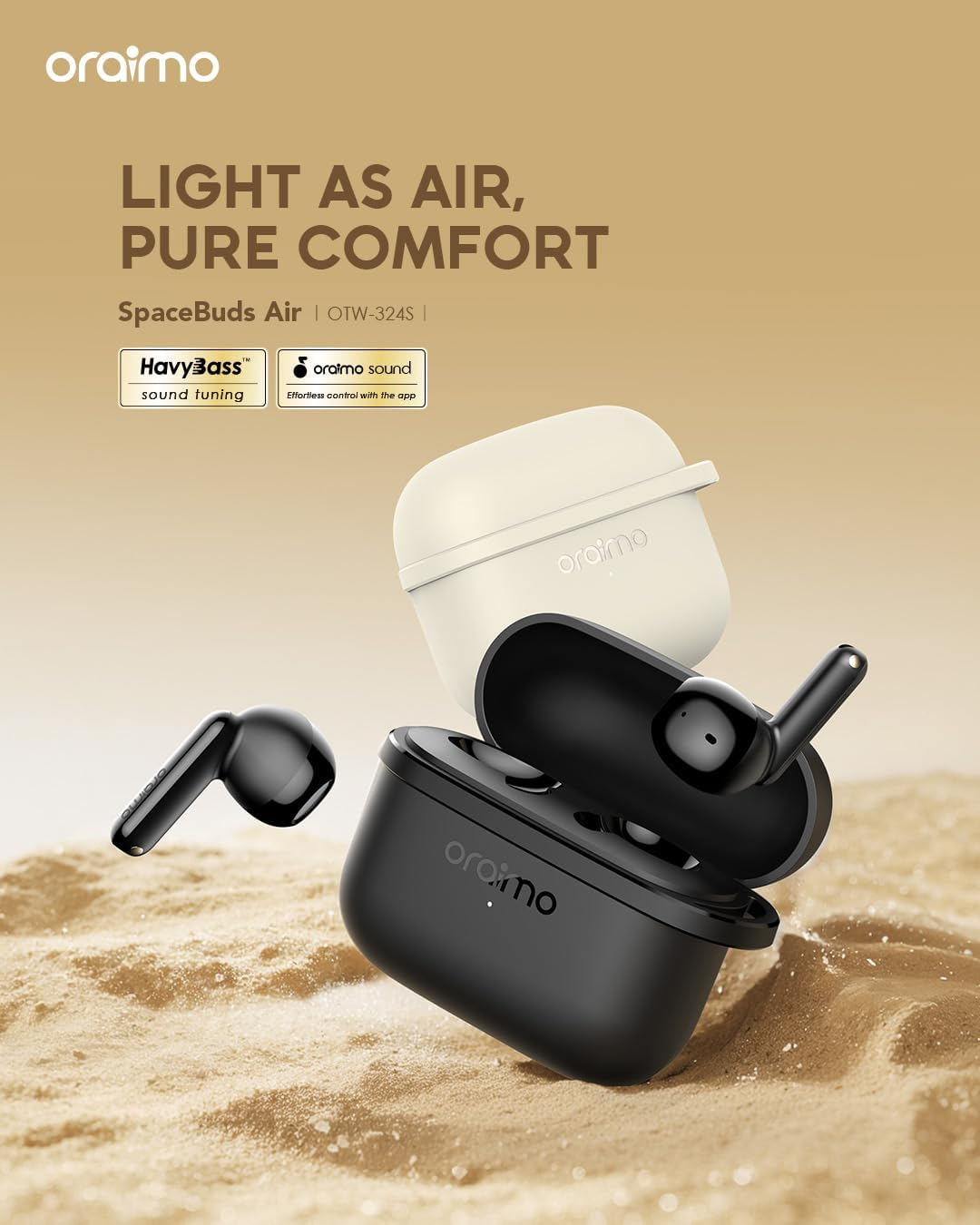 ORAIMO TWS Half-in-ear - SpaceBuds Air - Black OTW-324S