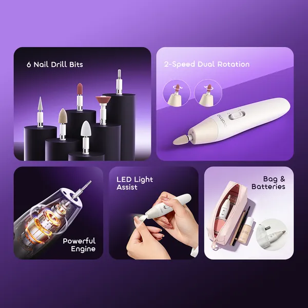 ORAIMO 6 Nail Drills Manicure - Tipsy - White OMS-210N