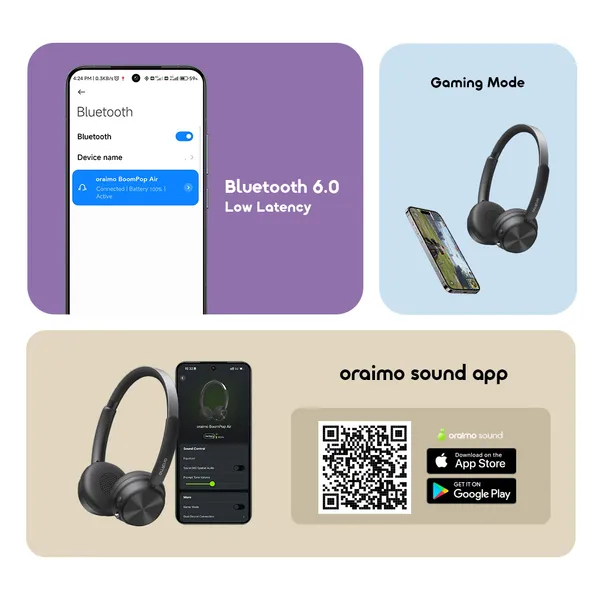 ORAIMO 80Hr Play Time Headphones - BoomPop Air- OHP-316