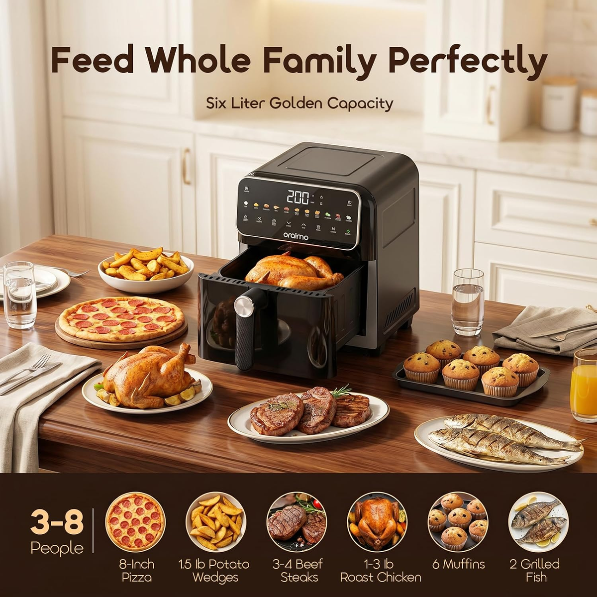 ORAIMO Flip Free Design Air Fryer - IntelliFry- Graphite Black