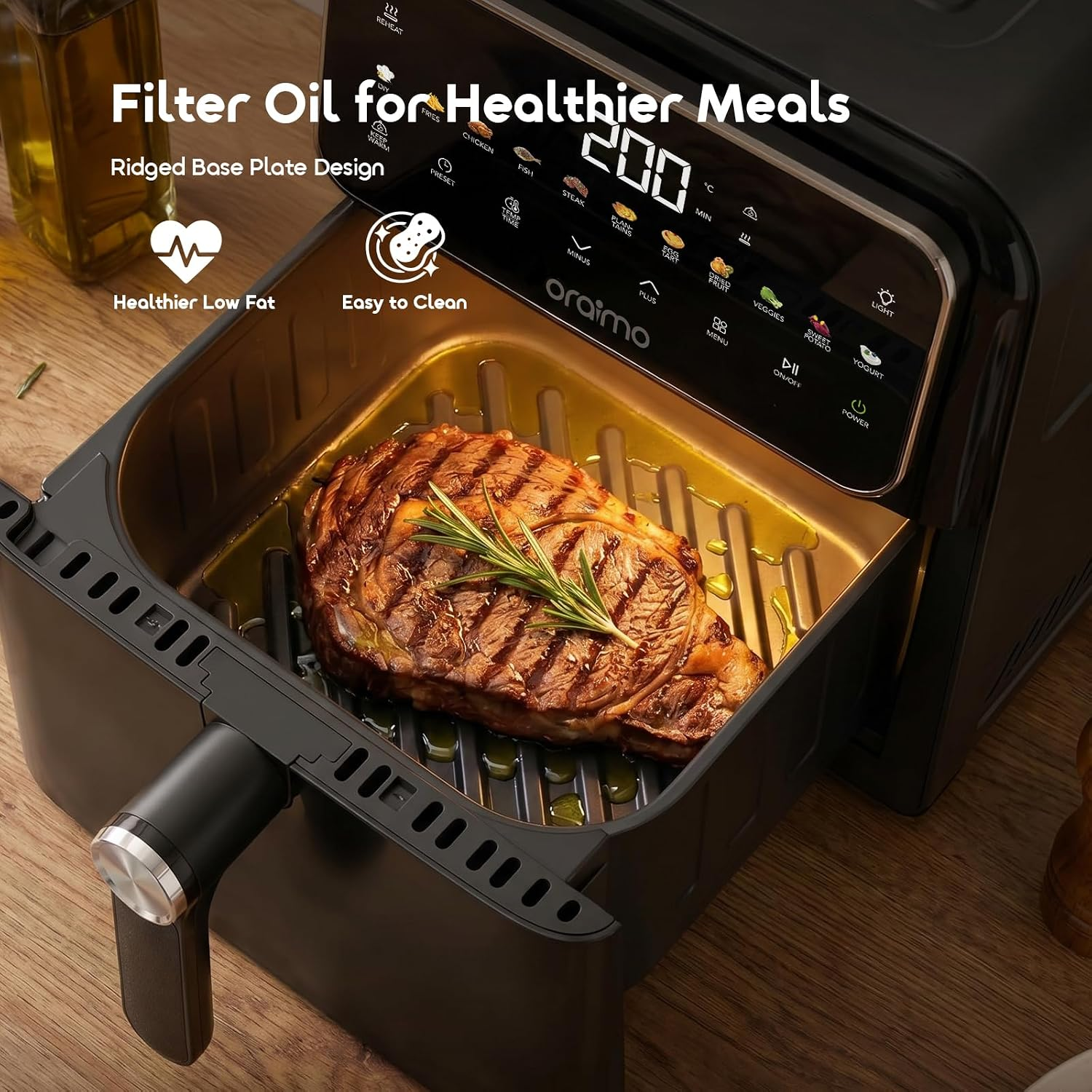 ORAIMO Flip Free Design Air Fryer - IntelliFry- Graphite Black