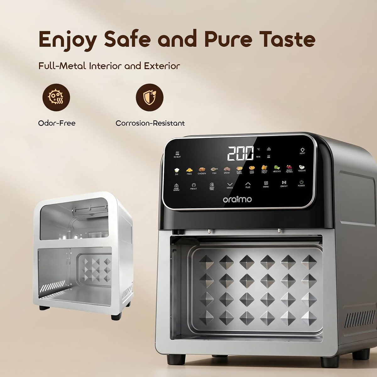 ORAIMO Flip Free Design Air Fryer - IntelliFry- Graphite Black