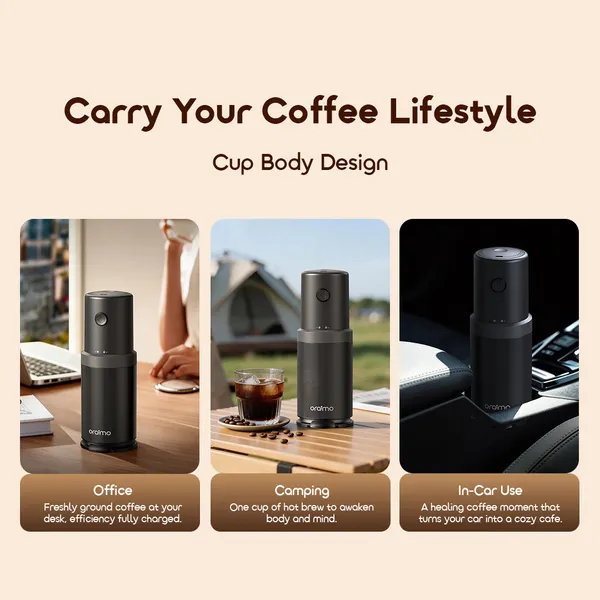 ORAIMO Portable Coffee Grinder - BeanGrind - Graphite Black